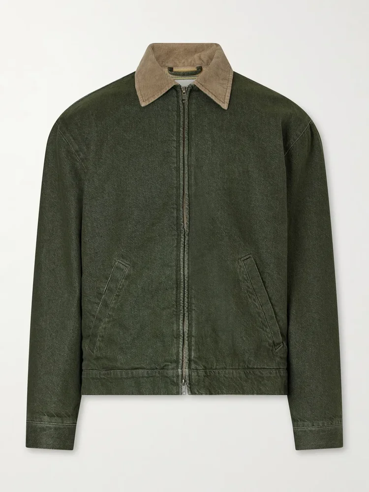 Corduroy-Trimmed Denim Jacket