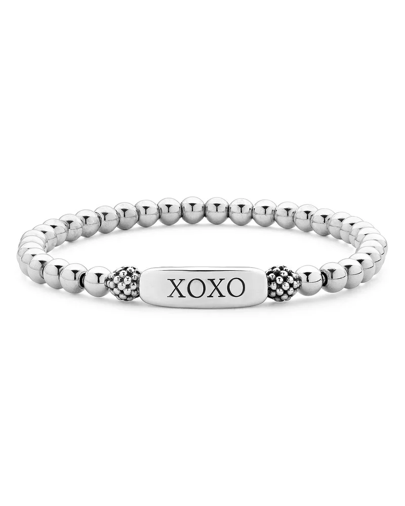 Sterling Silver Signature Caviar XOXO Station Bracelet