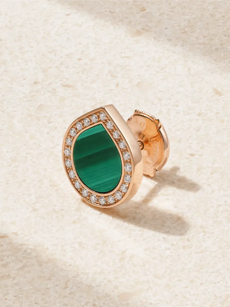 Antifer 18-karat rose gold, malachite and diamond single earring