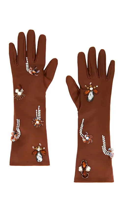 Laetitia Embellished Leather Gloves