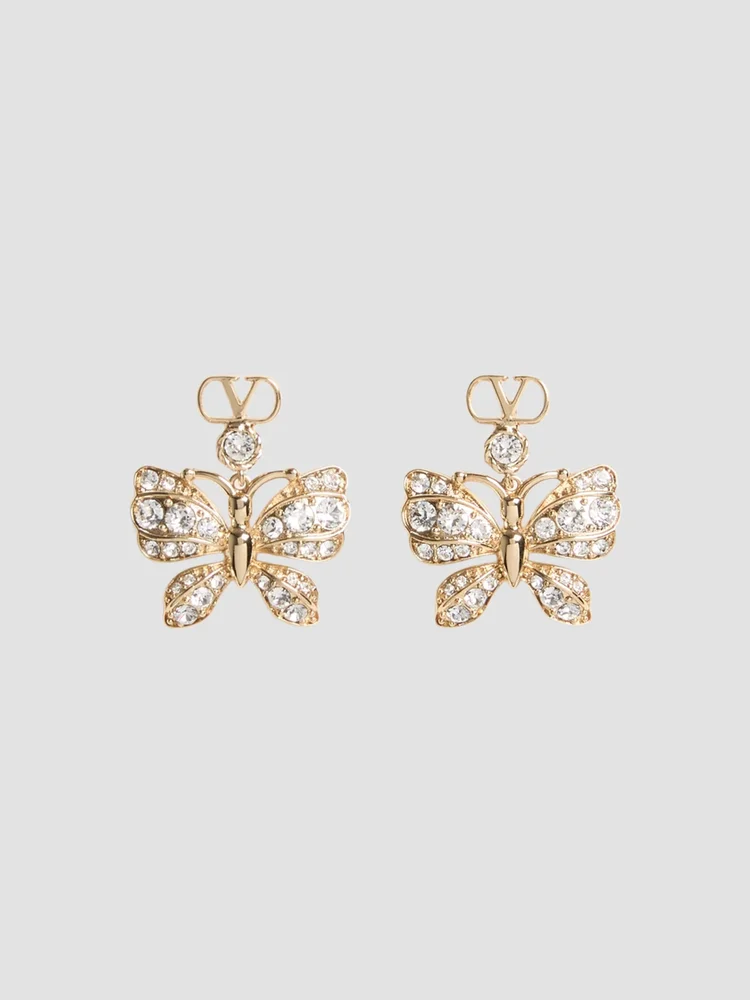 Flutterby Earrings in Metal and Swarovski Crystals