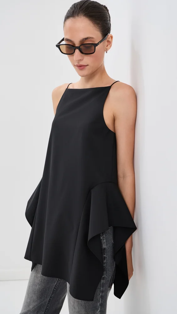 Tropical Wool Side Drape Top