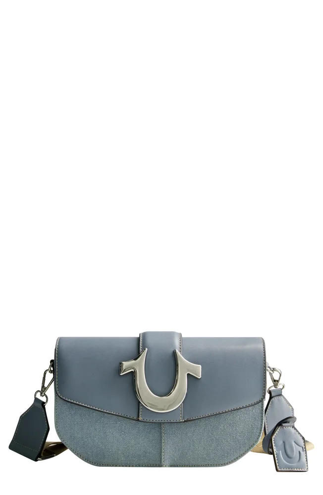 Denim Saddle Bag with Oversized Horseshoe Logo
