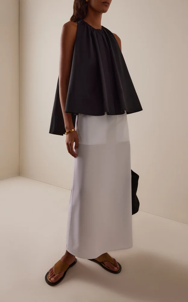 Gathered Cotton Poplin Halter Tunic