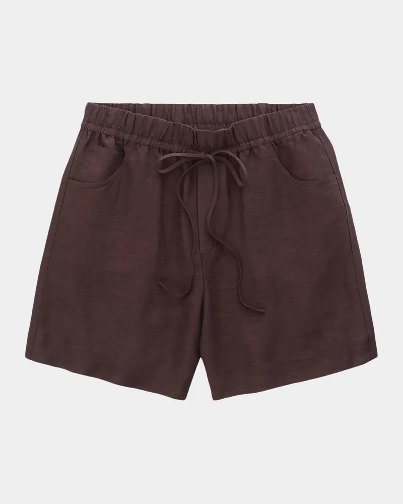 Linen-Blend Drawstring Shorts