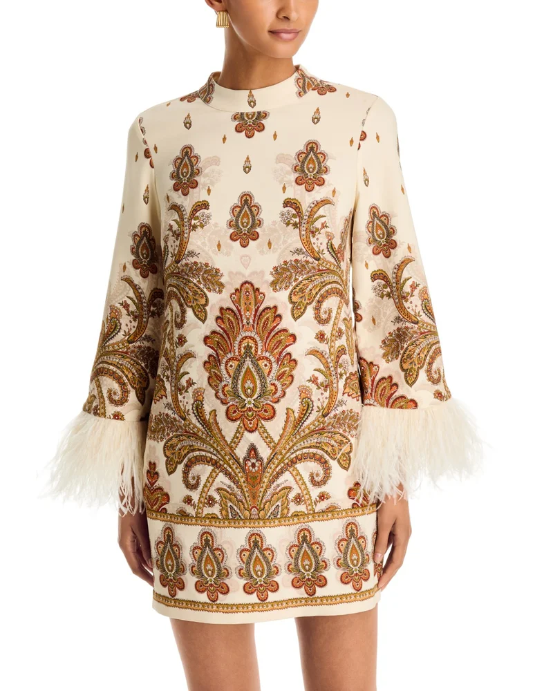 Vida Feather Trim Mini Dress