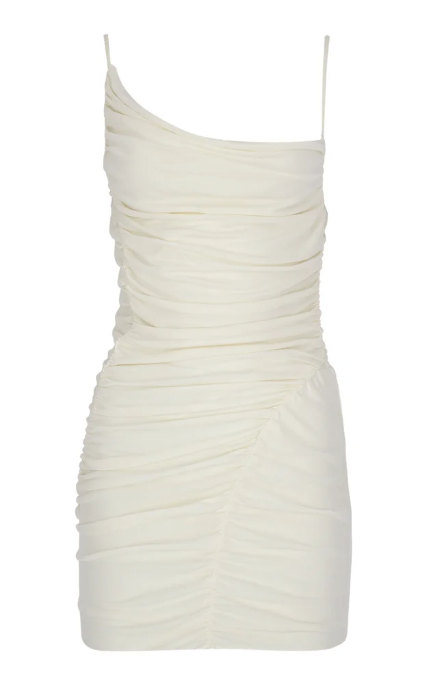 Asymmetric Neck Mini Jersey Dress