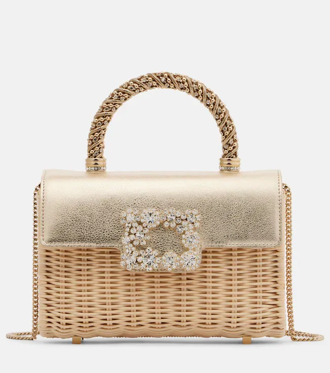 Jewel Efflorescence Mini rattan tote bag