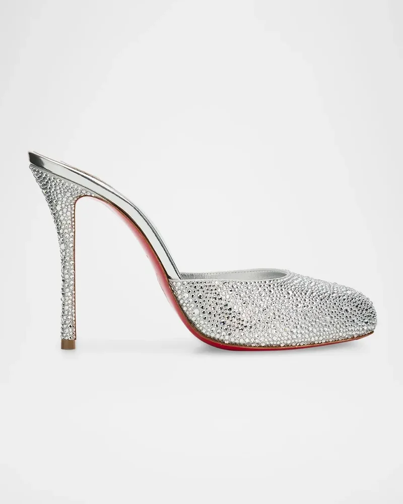 100mm Dolly Strass Metallic Leather Mules