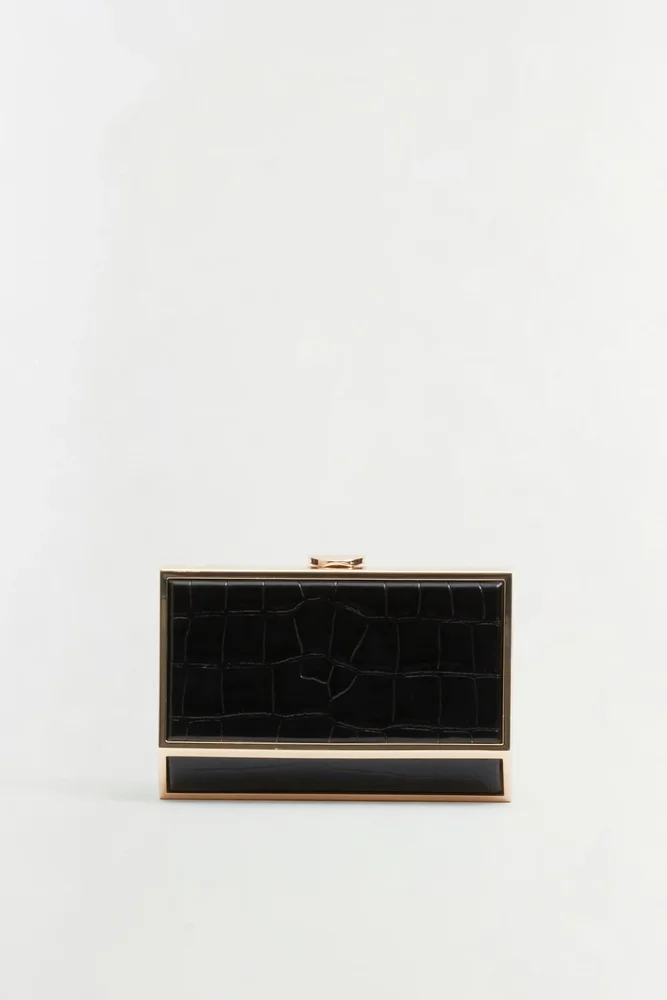 Maddox Croc-Embossed Leather Clutch