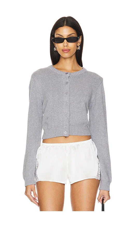 Dudley Cotton Knit Cardigan in Rain Cloud