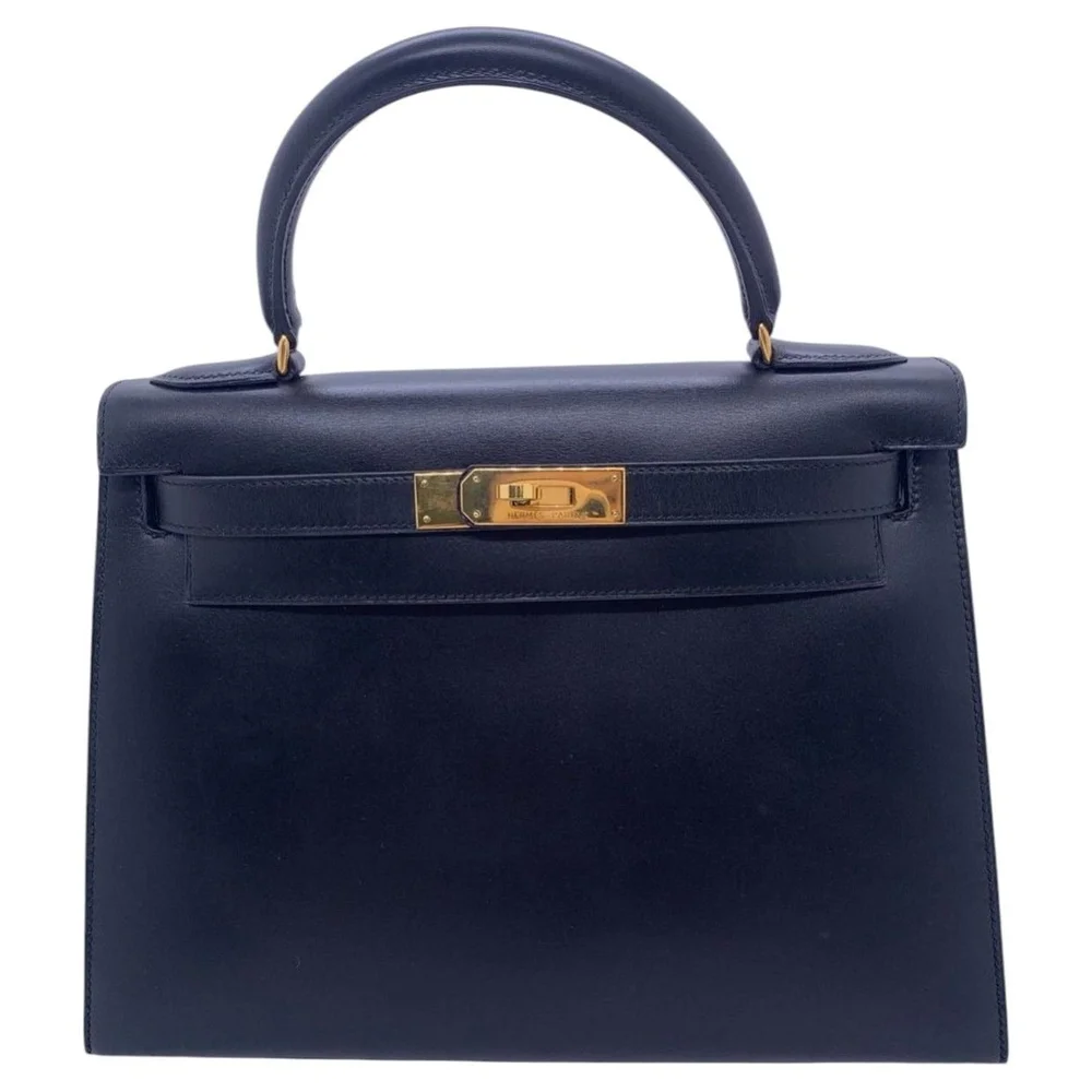 Pre-Owned Vintage Kelly 28 Black Box Calf, Gold Hardware