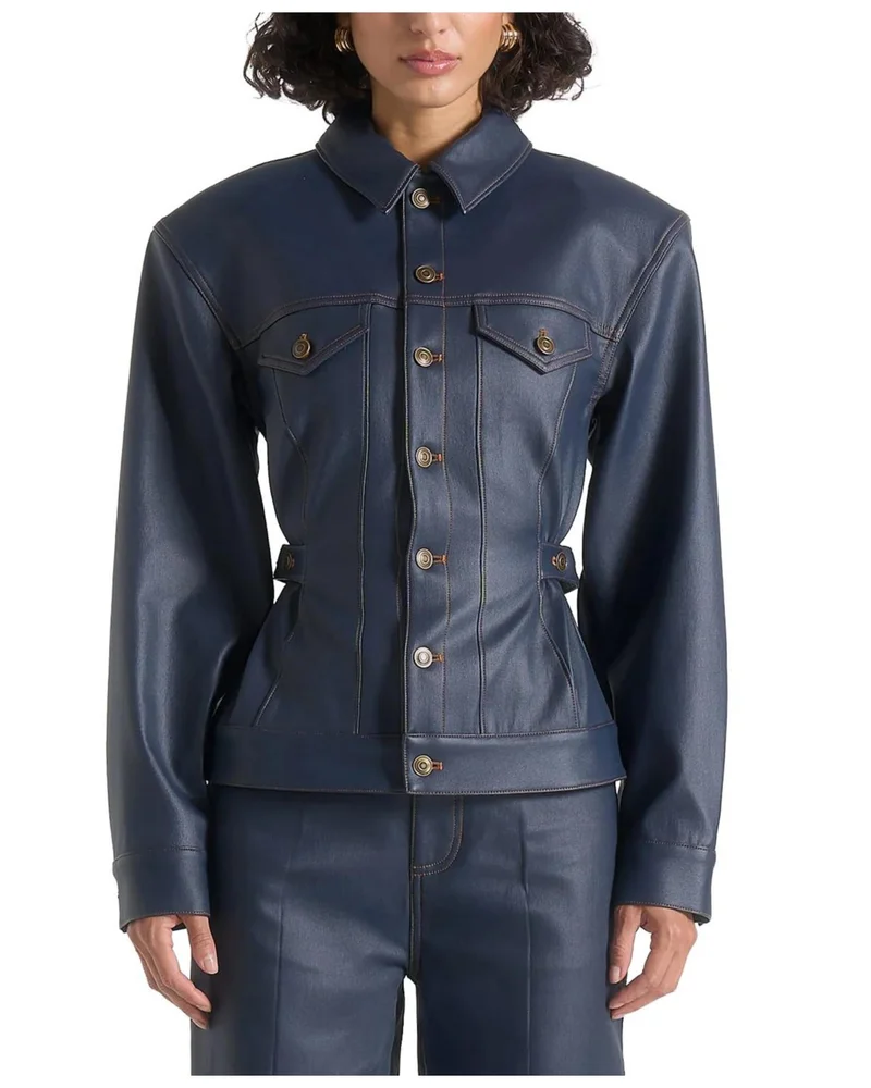 Karla Wax Effect Cinch Waist Jacket
