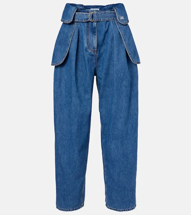 Belted wide-leg jeans (Blue)