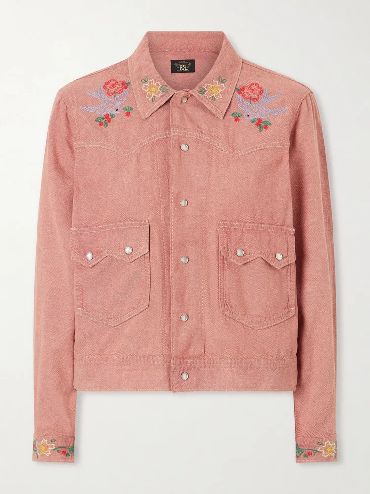 Billie embroidered cotton linen blend shirt