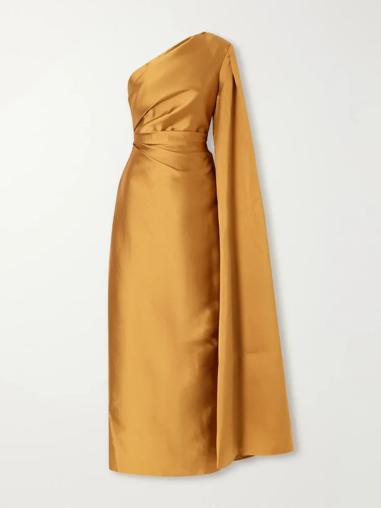 Veya one-shoulder twill gown