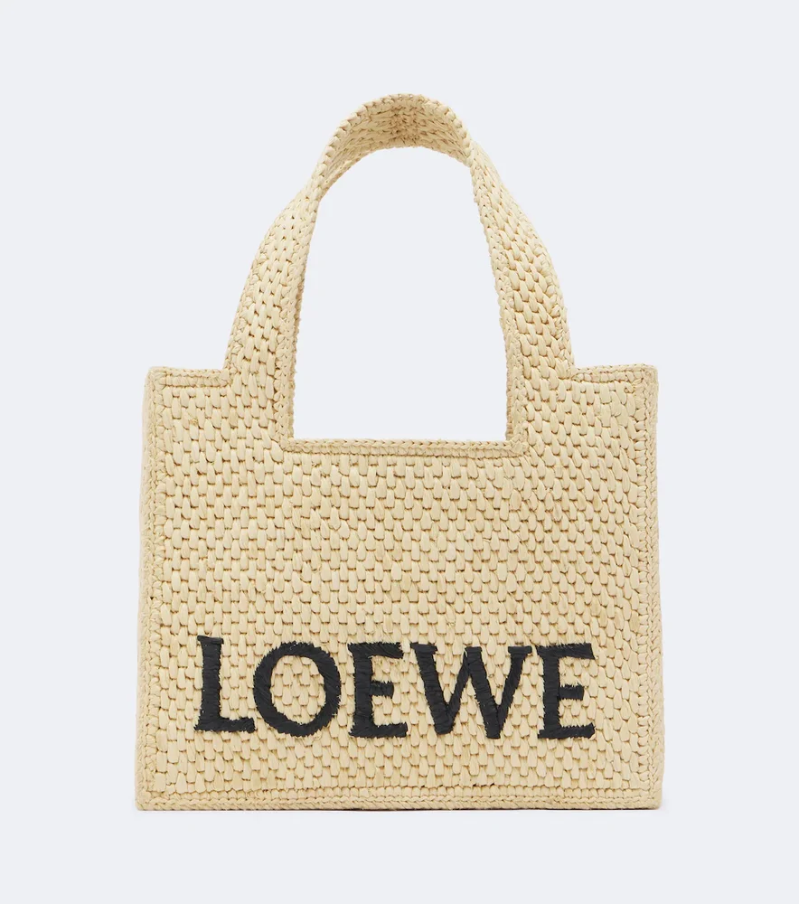 Logo Mini raffia top-handle bag