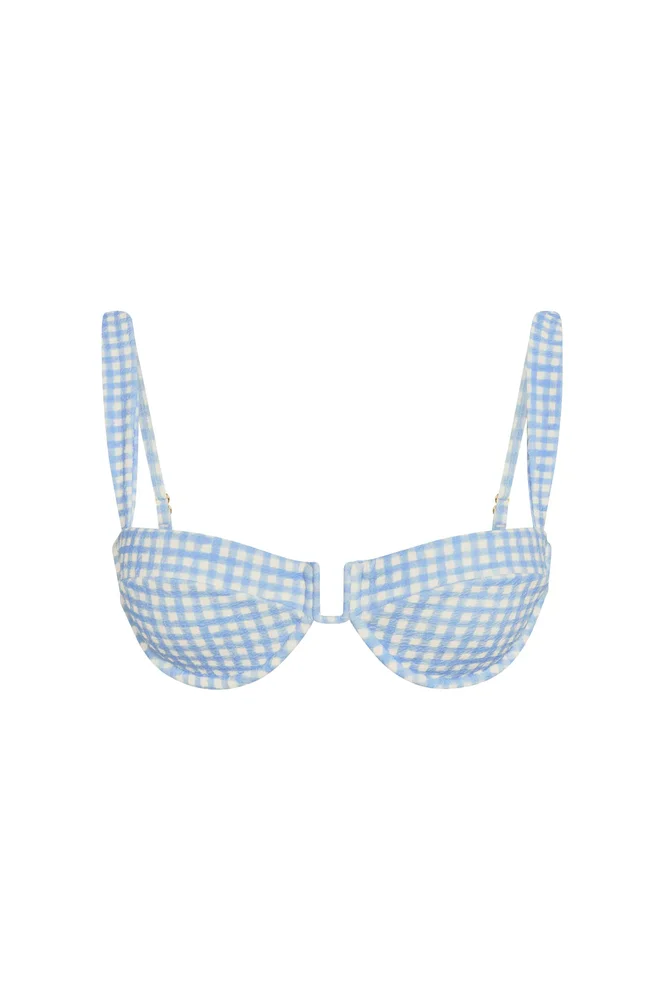 Cala Roja Top - Sky Gingham