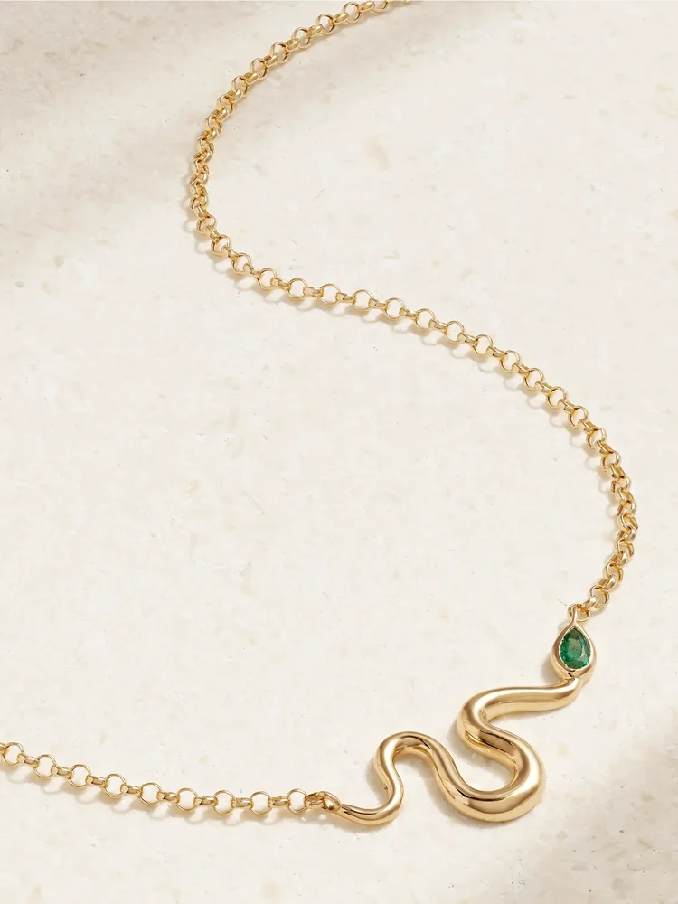 Boa 18-karat gold emerald necklace