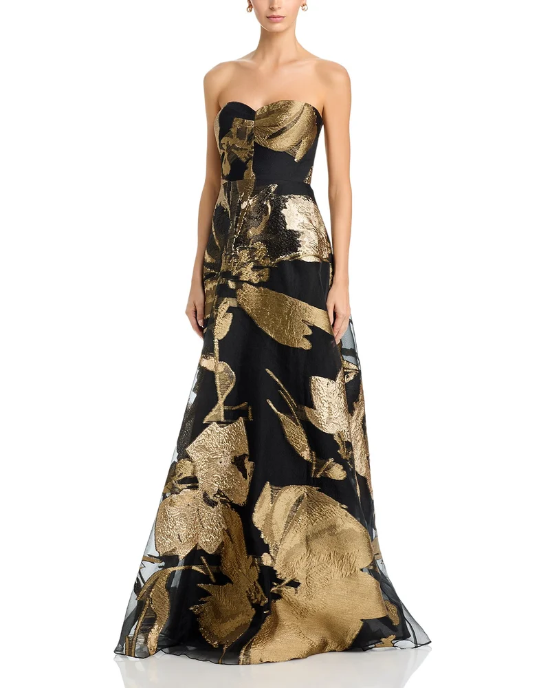 Organza Jacquard Strapless Gown