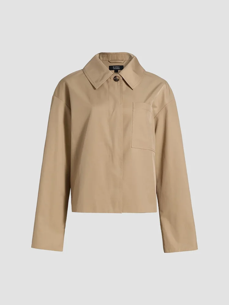 Cotton-Blend Dropped-Shoulder Rain Jacket