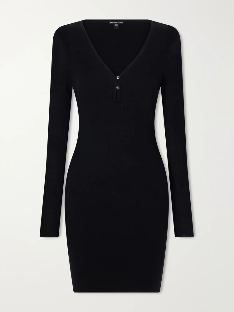 Ribbed cotton and cashmere-blend mini dress