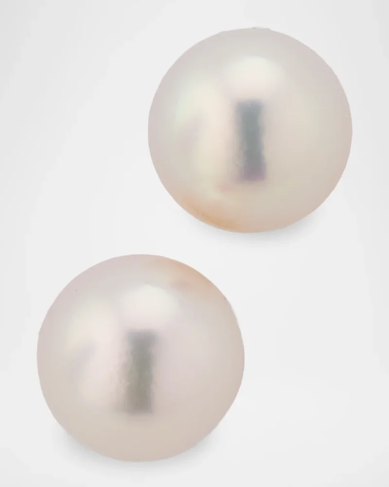 18K Yellow Gold 7x6.5mm Akoya Pearl Stud Earrings