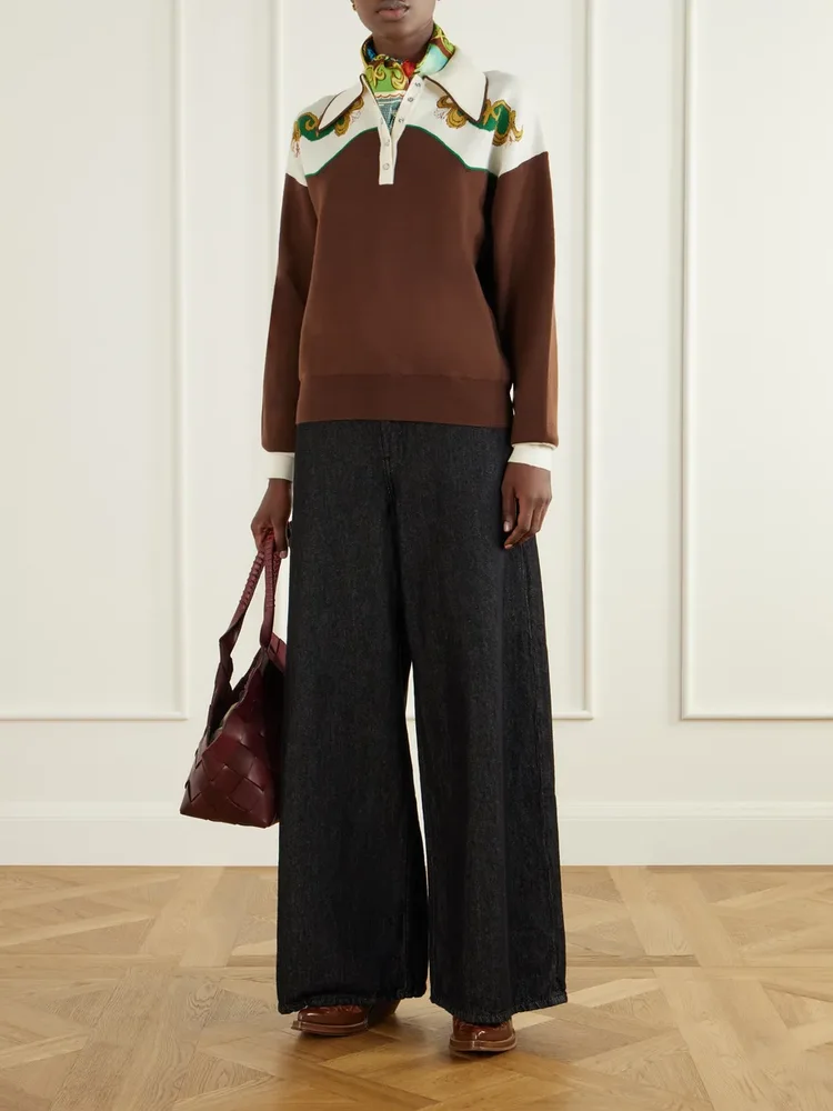 Lasso intarsia-knit merino wool-blend polo sweater