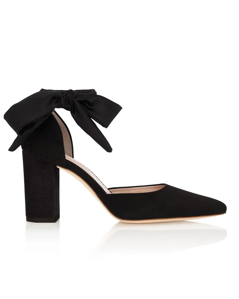 Harriet Black Suede Mid Block Heel