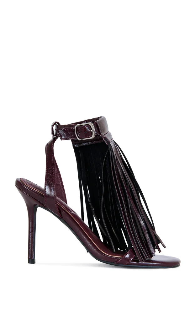 Azaleawang ANTIQUE-BURGUNDY STILETTO SANDAL