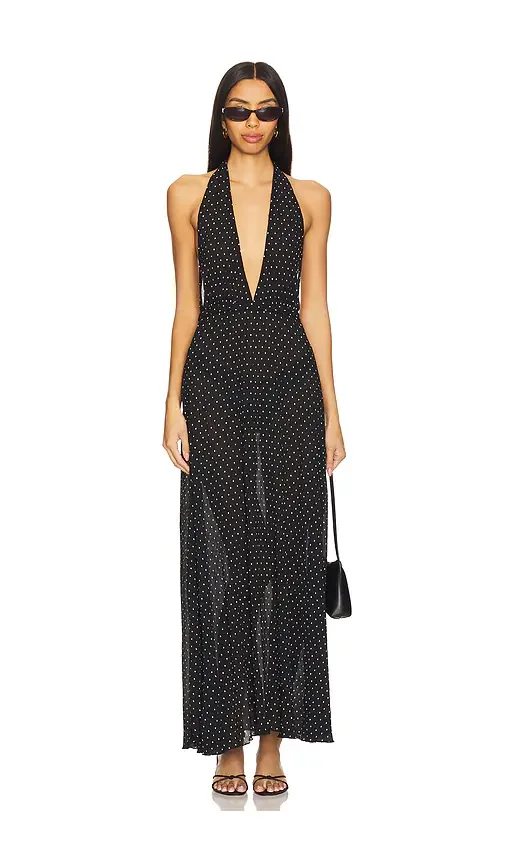 District Maxi Dress in Onyx Polka