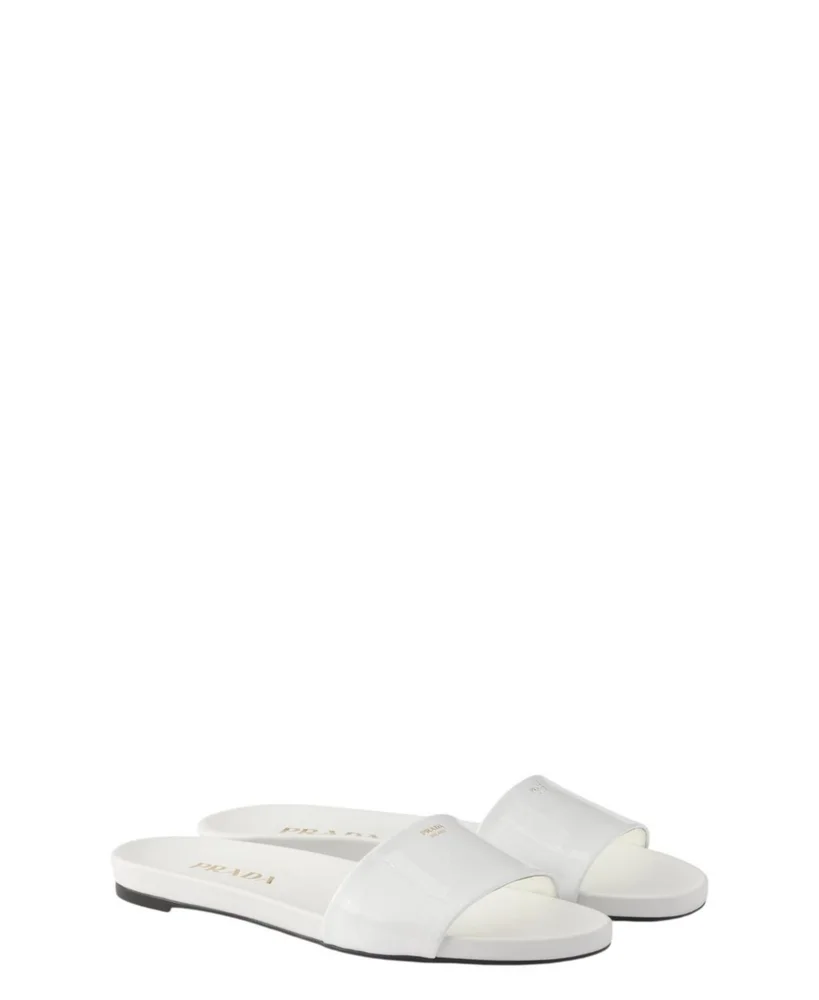 Patent leather slides