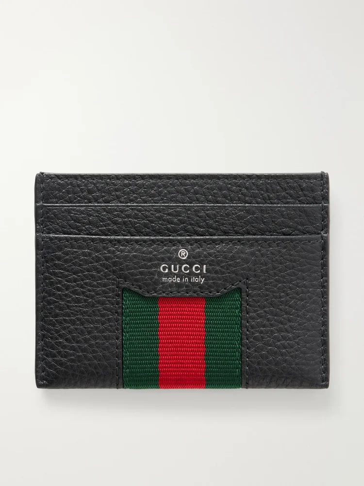 Alba Web-Trimmed Full-Grained Leather Cardholder