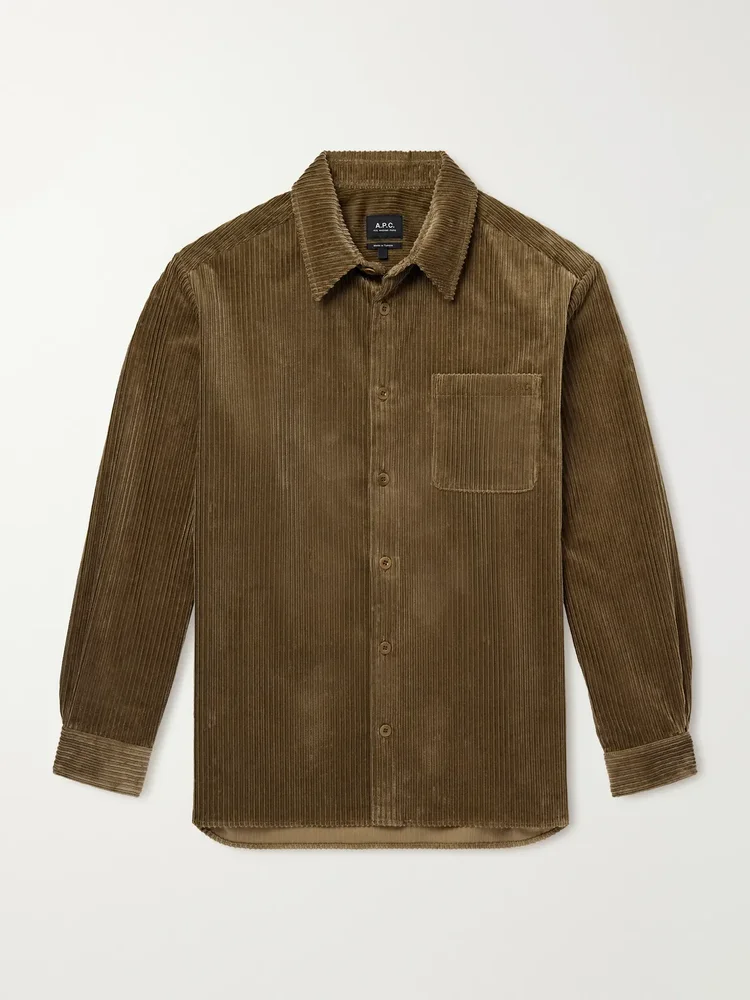 Mateo Logo-Embroidered Cotton-Corduroy Shirt