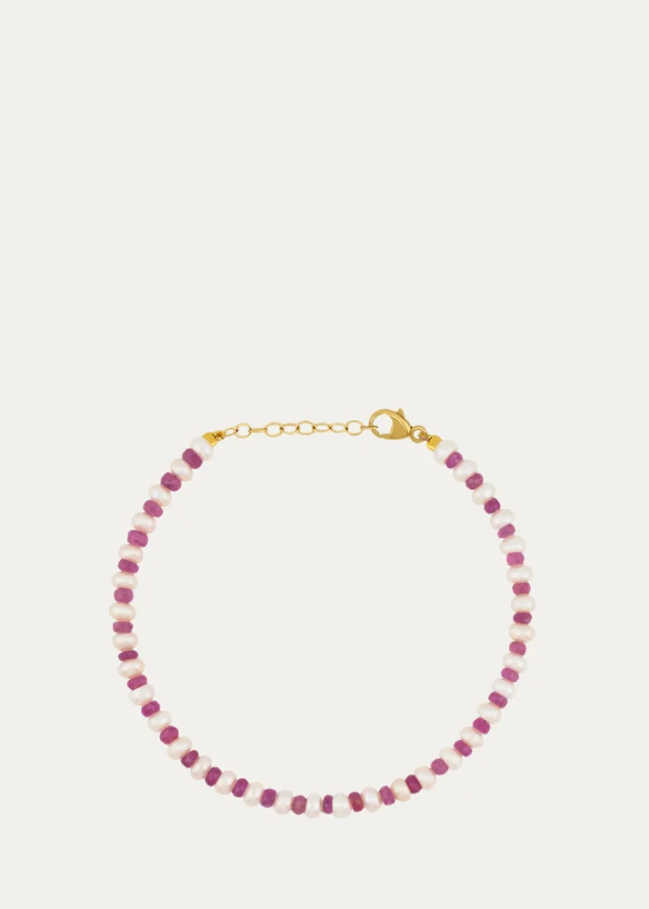 Ocean Connection Pink Sapphire and Pearl Bracelet