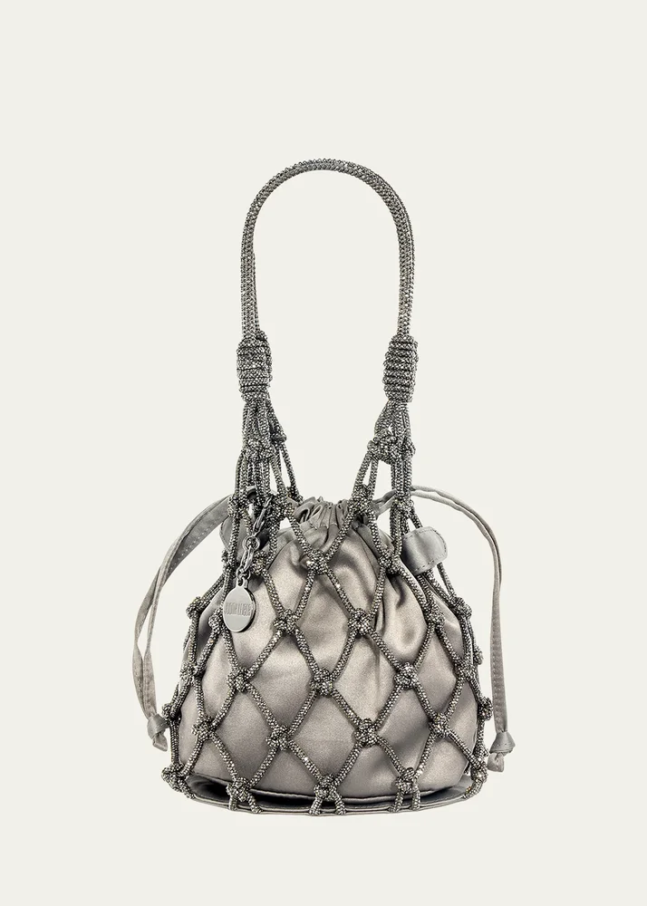 Sparkle Crystal Net Top-Handle Bag