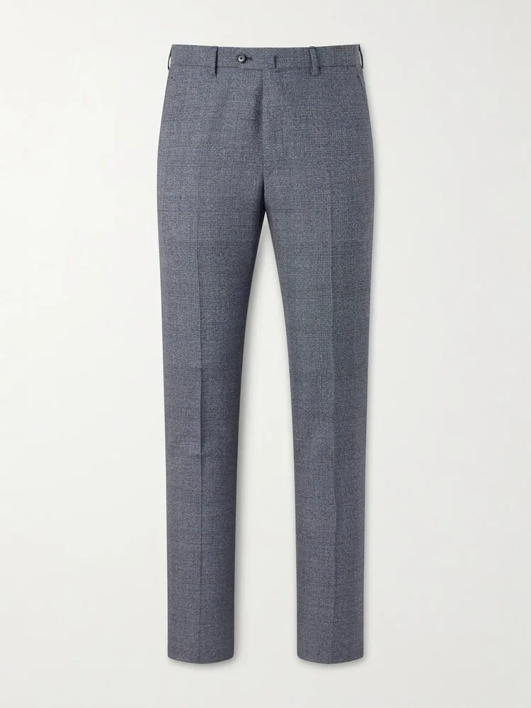 Straight-Leg Prince of Whales Wool Suit Trousers