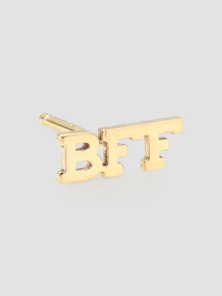 14K Yellow Gold BFF Single Stud Earring