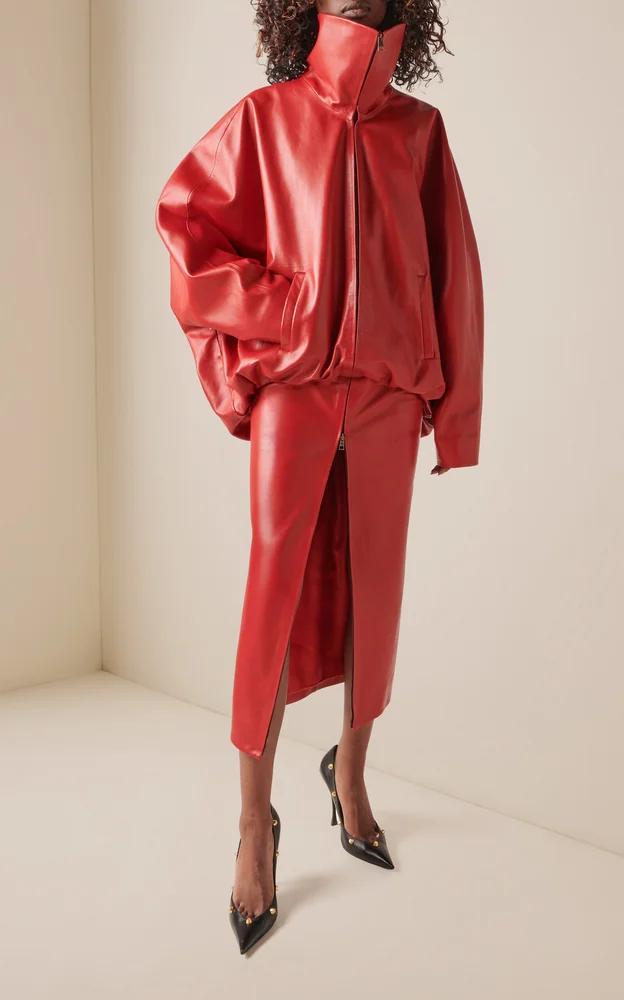 Round Leather Coat