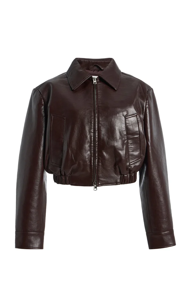 Nahla Cropped Leather-Blend Jacket