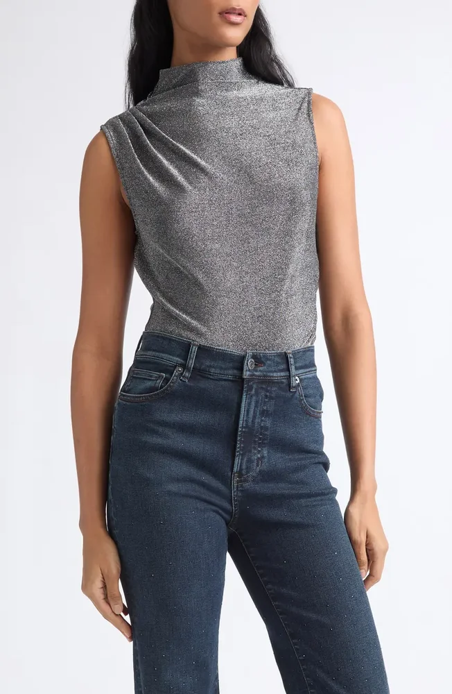 Mylie Metallic Mock Neck Top