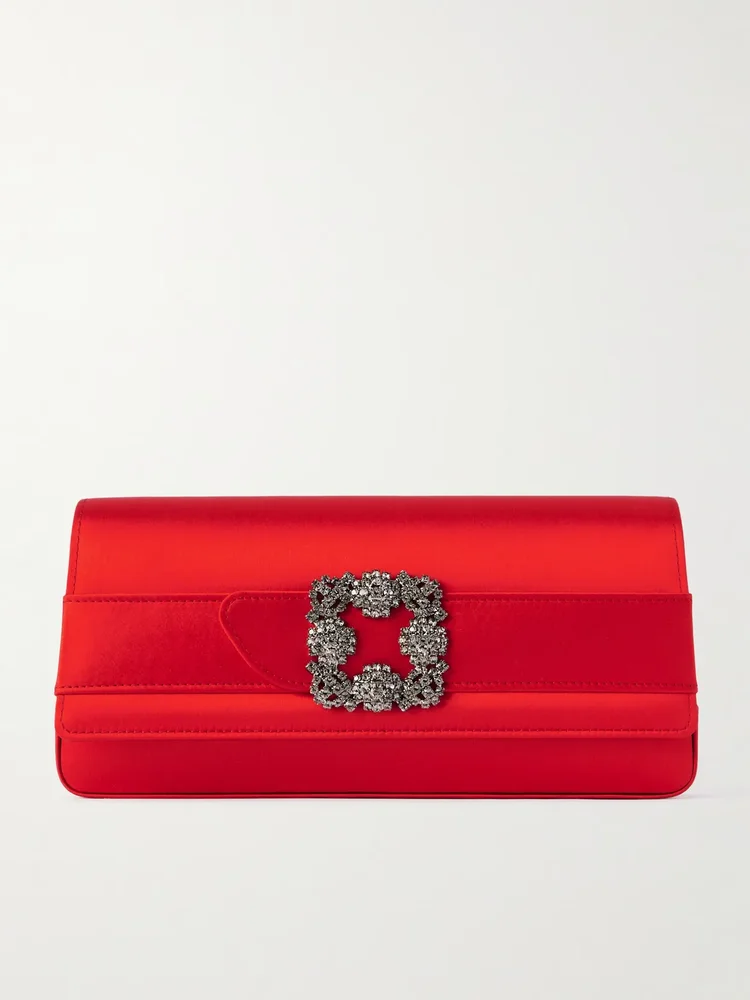 Gothisi crystal-embellished satin clutch