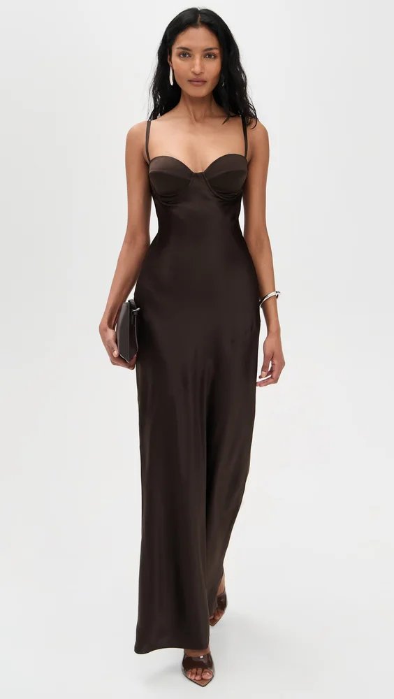 Sayla Bias Cut Silk Maxi Dress