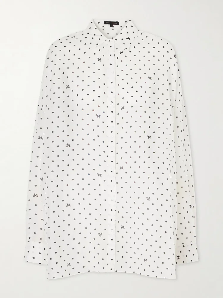 Kiki polka-dot cotton and silk-blend shirt