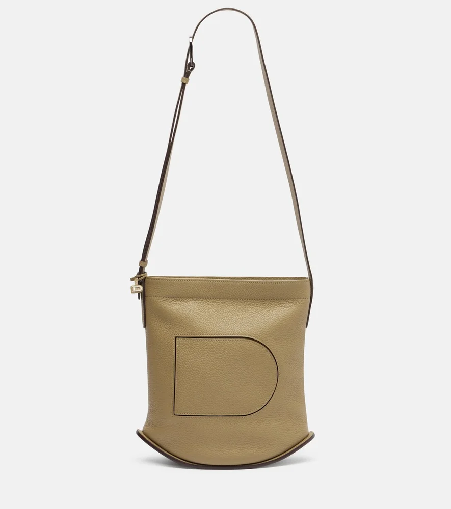 Pin Daily Medium leather tote bag Green