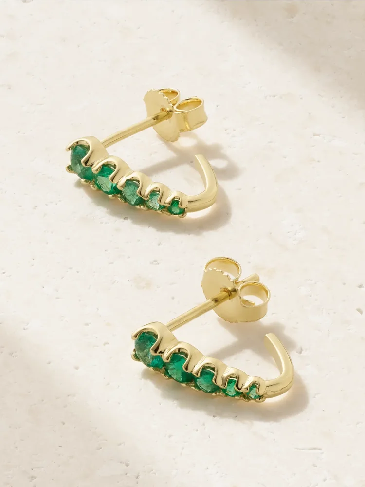 Edith 18-karat gold emerald earrings