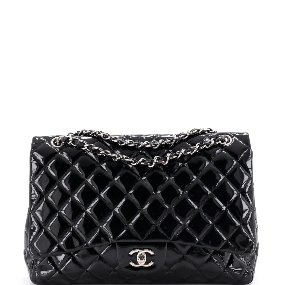 Pre-Owned Classic Single Flap Bag Quilted Patent Maxi