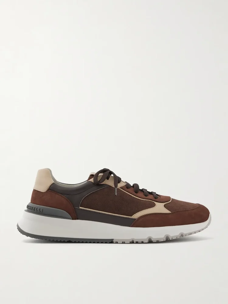 Leather and Suede Sneakers, Brown