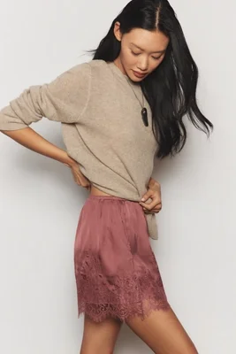 Heirloom Lace-Trim Satin Shorts