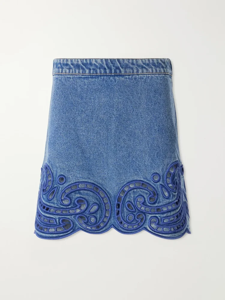 Cadiz embroidered denim mini skirt